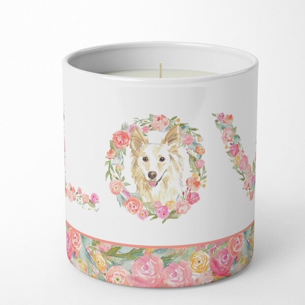 Carolines Treasures 3.75 x 3.25 in. Unisex White Collie Love 10 oz Decorative Soy Candle WDK4636CDL - main